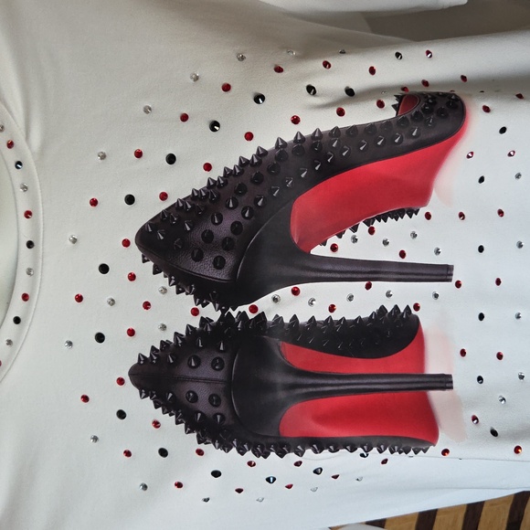 Handmade Tops - NWOT! Custom Rhinestone High Heel Tshirt